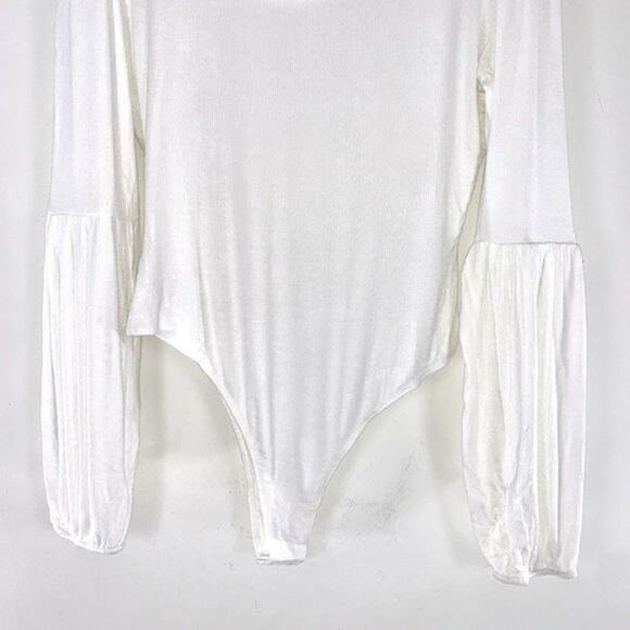 JACK BB DAKOTA You Fancy Huh Ribbed Cowl Bodysuit Size L White‎ Long Sleeve NWT - Picture 5 of 8